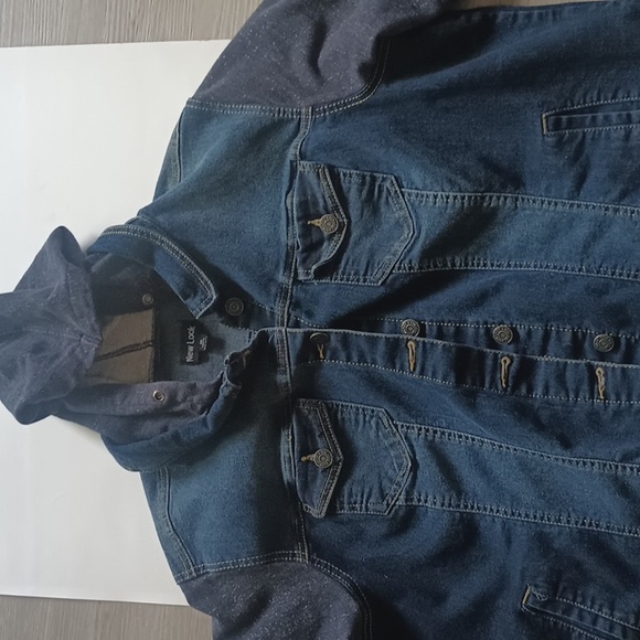Newlook Jean Jacket with a hoodie and jersey sleeves gray 3x - Picture 7 of 10